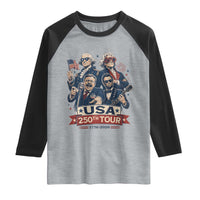 USA 250th Tour 2026 Founding Fathers Rock Concert Raglan Shirt Funny Mount Rushmore Rock Stars Semiquincentennial