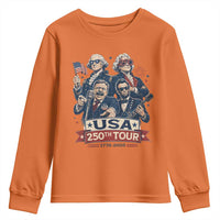 USA 250th Tour 2026 Founding Fathers Rock Concert Youth Sweatshirt Funny Mount Rushmore Rock Stars Semiquincentennial