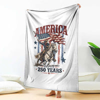 250 Years Since 1776 Cowboy on Horseback Throw Blanket Vintage Patriotic Western Style American Flag Semiquincentennial