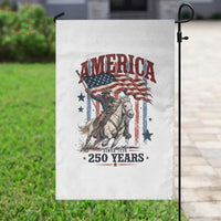 250 Years Since 1776 Cowboy on Horseback Garden Flag Vintage Patriotic Western Style American Flag Semiquincentennial