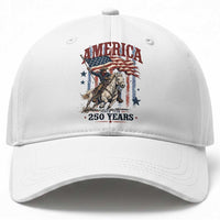 250 Years Since 1776 Cowboy on Horseback Baseball Cap Vintage Patriotic Western Style American Flag Semiquincentennial