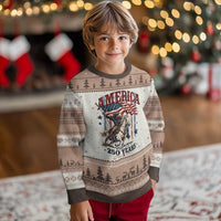 250 Years Since 1776 Cowboy on Horseback Ugly Christmas Sweater Vintage Patriotic Western Style American Flag Semiquincentennial
