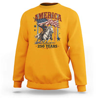 250 Years Since 1776 Cowboy on Horseback Sweatshirt Vintage Patriotic Western Style American Flag Semiquincentennial