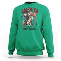 250 Years Since 1776 Cowboy on Horseback Sweatshirt Vintage Patriotic Western Style American Flag Semiquincentennial