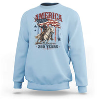 250 Years Since 1776 Cowboy on Horseback Sweatshirt Vintage Patriotic Western Style American Flag Semiquincentennial