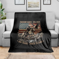 Vintage Cowboy and Soaring Eagle Freedom Ranch 1776 to 2026 Throw Blanket Proud to Ride American Flag 250th Anniversary