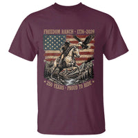 Vintage Cowboy and Soaring Eagle Freedom Ranch 1776 to 2026 T Shirt Proud to Ride American Flag 250th Anniversary