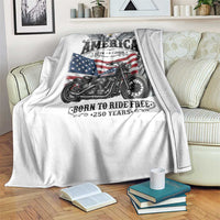 America Born to Ride Free 250 Years Biker Throw Blanket American Flag Chopper Motorcycle Statue of Liberty 1776 to 2026 Semiquincentennial