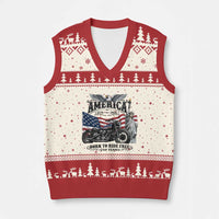 America Born to Ride Free 250 Years Biker V-Neck Knit Sweater Vest American Flag Chopper Motorcycle Statue of Liberty 1776 to 2026 Semiquincentennial