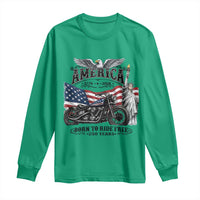 America Born to Ride Free 250 Years Biker Long Sleeve Shirt American Flag Chopper Motorcycle Statue of Liberty 1776 to 2026 Semiquincentennial