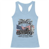 America Born to Ride Free 250 Years Biker Racerback Tank Top American Flag Chopper Motorcycle Statue of Liberty 1776 to 2026 Semiquincentennial