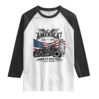 America Born to Ride Free 250 Years Biker Raglan Shirt American Flag Chopper Motorcycle Statue of Liberty 1776 to 2026 Semiquincentennial