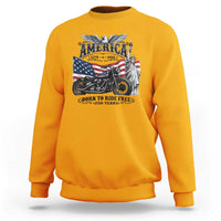 America Born to Ride Free 250 Years Biker Sweatshirt American Flag Chopper Motorcycle Statue of Liberty 1776 to 2026 Semiquincentennial