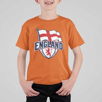 England Patriotic Crest St George Cross Flag Graphic T Shirt For Kid English Lion Crest Heritage Pride Souvenir