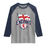 England Patriotic Crest St George Cross Flag Graphic Raglan Shirt English Lion Crest Heritage Pride Souvenir