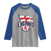 England Patriotic Crest St George Cross Flag Graphic Raglan Shirt English Lion Crest Heritage Pride Souvenir
