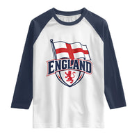 England Patriotic Crest St George Cross Flag Graphic Raglan Shirt English Lion Crest Heritage Pride Souvenir