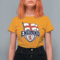 England Patriotic Crest St George Cross Flag Graphic T Shirt For Women English Lion Crest Heritage Pride Souvenir
