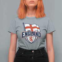 England Patriotic Crest St George Cross Flag Graphic T Shirt For Women English Lion Crest Heritage Pride Souvenir