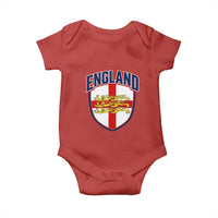 England Flag Lion Crest St George Cross Shield Crest Baby Onesie Vintage Patriotic English Sport Fan Graphic