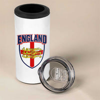 England Flag Lion Crest St George Cross Shield Crest 4 in 1 Can Cooler Tumbler Vintage Patriotic English Sport Fan Graphic