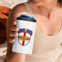 England Flag Lion Crest St George Cross Shield Crest 4 in 1 Can Cooler Tumbler Vintage Patriotic English Sport Fan Graphic