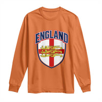 England Flag Lion Crest St George Cross Shield Crest Long Sleeve Shirt Vintage Patriotic English Sport Fan Graphic