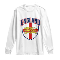 England Flag Lion Crest St George Cross Shield Crest Long Sleeve Shirt Vintage Patriotic English Sport Fan Graphic