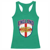 England Flag Lion Crest St George Cross Shield Crest Racerback Tank Top Vintage Patriotic English Sport Fan Graphic