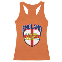 England Flag Lion Crest St George Cross Shield Crest Racerback Tank Top Vintage Patriotic English Sport Fan Graphic