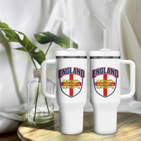 England Flag Lion Crest St George Cross Shield Crest Tumbler With Handle Vintage Patriotic English Sport Fan Graphic