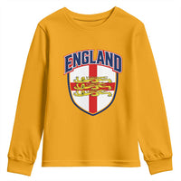 England Flag Lion Crest St George Cross Shield Crest Youth Sweatshirt Vintage Patriotic English Sport Fan Graphic