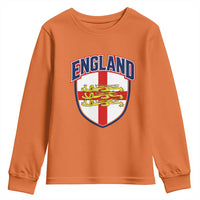 England Flag Lion Crest St George Cross Shield Crest Youth Sweatshirt Vintage Patriotic English Sport Fan Graphic