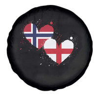 Distressed Norway and England Crossed Flags Dual Heart Graphic Spare Tire Cover Love Half Norwegian Half English Pride