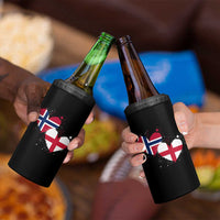Distressed Norway and England Crossed Flags Dual Heart Graphic 4 in 1 Can Cooler Tumbler Love Half Norwegian Half English Pride