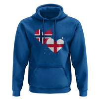 Distressed Norway and England Crossed Flags Dual Heart Graphic Hoodie Love Half Norwegian Half English Pride