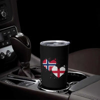 Distressed Norway and England Crossed Flags Dual Heart Graphic Tumbler Cup Love Half Norwegian Half English Pride