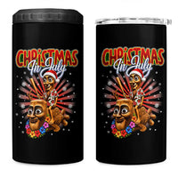 Christmas In July Tung Tung Tung TTT Sahur Cursed Meme 4 in 1 Can Cooler Tumbler Funny Ironic Tropical Summer Hawaiian Holiday Surreal