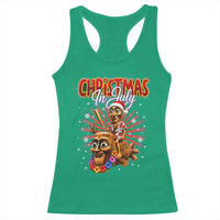 Christmas In July Tung Tung Tung TTT Sahur Cursed Meme Racerback Tank Top Funny Ironic Tropical Summer Hawaiian Holiday Surreal