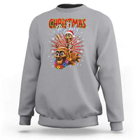 Christmas In July Tung Tung Tung TTT Sahur Cursed Meme Sweatshirt Funny Ironic Tropical Summer Hawaiian Holiday Surreal
