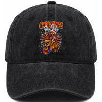Christmas In July Tung Tung Tung TTT Sahur Cursed Meme Washed Cotton Baseball Cap Funny Ironic Tropical Summer Hawaiian Holiday Surreal