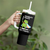 Funny Frog Disability Pride Flag Warrior Tumbler With Handle Disability Rights Or I Fights
