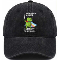 Funny Frog Disability Pride Flag Warrior Washed Cotton Baseball Cap Disability Rights Or I Fights