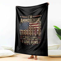 Funny Patriotic Second Amendment Humor American Flag Throw Blanket Im Ammosexual I Love Guns Owners Veterans