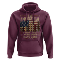 Funny Patriotic Second Amendment Humor American Flag Hoodie Im Ammosexual I Love Guns Owners Veterans