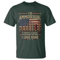 Funny Patriotic Second Amendment Humor American Flag T Shirt Im Ammosexual I Love Guns Owners Veterans