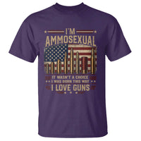 Funny Patriotic Second Amendment Humor American Flag T Shirt Im Ammosexual I Love Guns Owners Veterans