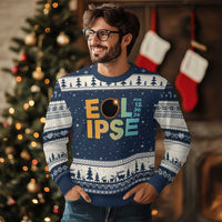 2026 Total Solar Eclipse Retro Typography Ugly Christmas Sweater August 12 Totality Astronomy Gift