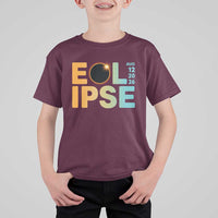 2026 Total Solar Eclipse Retro Typography T Shirt For Kid August 12 Totality Astronomy Gift