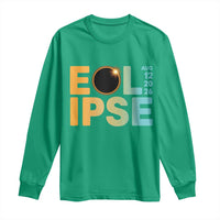 2026 Total Solar Eclipse Retro Typography Long Sleeve Shirt August 12 Totality Astronomy Gift